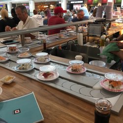 Sushigami - Sushi conveyor belt-- constantly being restocked with fresh options!! Delicious!