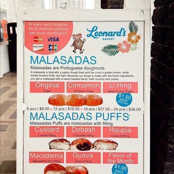 Leonard's Bakery - Malasada menu - Bakeries Near Me - Honolulu, Hawaii Leonard's Bakery - Malasada menu - Bakeries Near Me - Honolulu, Hawaii