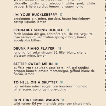 Amazing cocktail menu