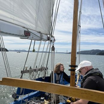 Sail Taihoa - My son & Doug - Golden Gate Bridge in the background - Boat Charters Near Me - Sausalito, California