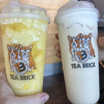 Tea Brick - Arcadia - Mango Fruit Smoothie slushie  Rose Green Milk Tea - Bubble Tea Near Me - Arcadia, California