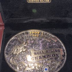 Come out to the bull riding competition and you may win this custom Full-moon rodeo buckle!!