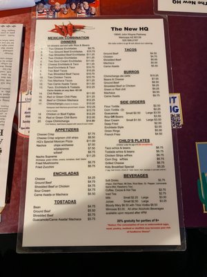 Menu photo 5 Headquarters Cafe Maricopa, AZ