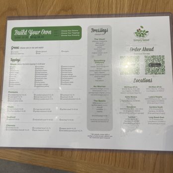 Simply Salad - Menu - Salad Near Me - Long Beach, California