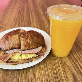 Rene's Donut Shop - Special Sandwiches. Bacon Ham Egg and Cheese, and Fresh Squeeze Orange Juice. - Donuts Near Me - Anaheim, California Rene's Donut Shop - Special Sandwiches. Bacon Ham Egg and Cheese, and Fresh Squeeze Orange Juice. - Donuts Near Me - Anaheim, California