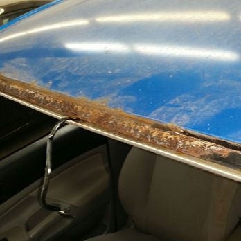 Color Crafters Collision Repair - Rust bubbles in the windshield frame before and after. - Body Shops Near Me - Oceanside, California