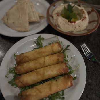 Desert Rose - Cheese rolls (5/5), pita bread & hummus (3/5) (they charged us $1 for more bread ). - Mediterranean Near Me - Los Angeles, California Desert Rose - Cheese rolls (5/5), pita bread & hummus (3/5) (they charged us $1 for more bread ). - Mediterranean Near Me - Los Angeles, California