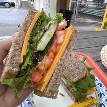 Eagles Lighthouse Cafe - Vegetable sandwich with cranberry walnut bread, and cheddar cheese! There's other options of cheese and you can pick your vegetables. - Sandwiches Near Me - Volcano, Hawaii