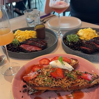 Ember Kitchen - Steak and eggs, churro toast, mimosa - Latin American Near Me - Austin, Texas