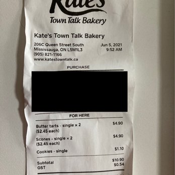Kate's Town Talk Bakery - Just to give you an idea on prices. - Bakeries Near Me - Mississauga, Ontario Kate's Town Talk Bakery - Just to give you an idea on prices. - Bakeries Near Me - Mississauga, Ontario