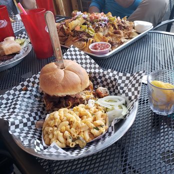 Outlaw BBQ - The Farm sandwich and a Regular order of Nachos - Barbeque Near Me - Spokane, Washington Outlaw BBQ - The Farm sandwich and a Regular order of Nachos - Barbeque Near Me - Spokane, Washington