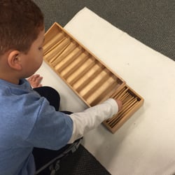 Little Blossom Montessori School - Here my son is doing one of the jobs.
