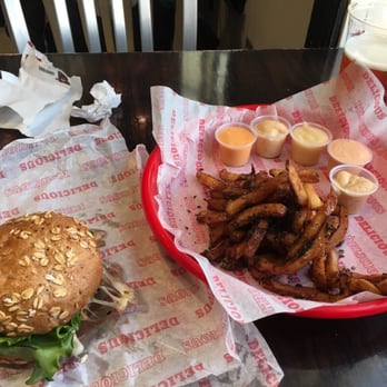 Good Stuff Eatery - Free range turkey burger with rosemary, thyme, and sea salt fries. Lots of sauces to choose from! Chipotle is my favorite. - American Near Me - Washington, DC, District of Columbia