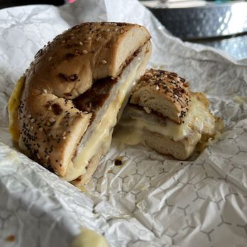 The Linden Store - Sausage egg & cheese on everything bagel - Delis Near Me - Wellesley, Massachusetts The Linden Store - Sausage egg & cheese on everything bagel - Delis Near Me - Wellesley, Massachusetts