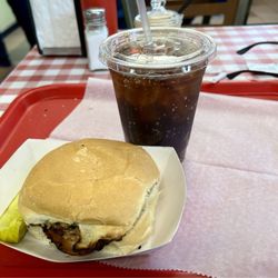 Charlie the Butcher's Catering - Garlic peppered beef tenderloin sandwich and Birch Beer on tap.