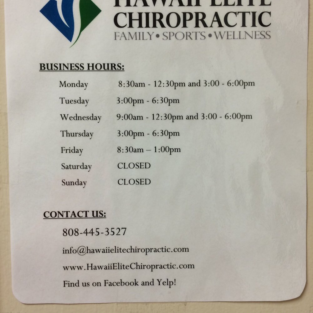 Hawaii Elite Chiropractic  - Located in Aiea, Dr. Shaun knows his stuff. Check him out and tell him I sent you! - Chiropractors Near Me - Aiea, Hawaii