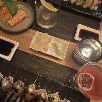 O-Ku - Onna old fashioned, playboy roll, shogun roll, and sake harami shashimi - Sushi Bars Near Me - Nashville, Tennessee O-Ku - Onna old fashioned, playboy roll, shogun roll, and sake harami shashimi - Sushi Bars Near Me - Nashville, Tennessee