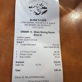 Alina’s Cafe - Cafes Near Me - Des Moines, Washington