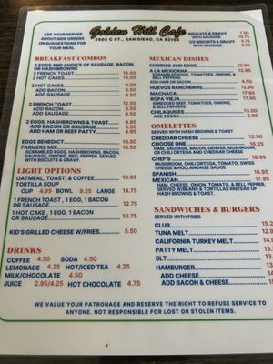 Menu photo 2 Golden Hill Cafe San Diego, CA Menu photo 2 Golden Hill Cafe San Diego, CA