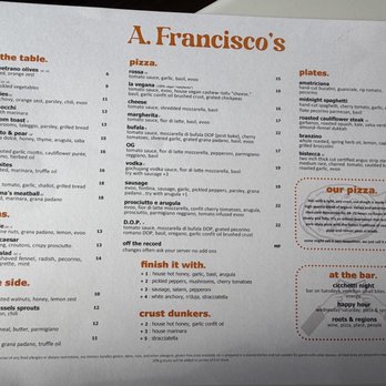 A  Francisco’s - Menu - Pizza Near Me - Erie, Pennsylvania