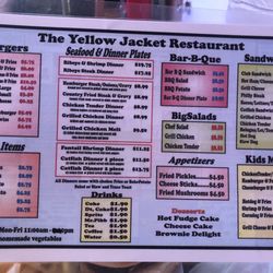 The Yellow Jacket Restaurant - Menu