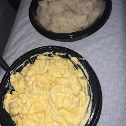 Macaroni and cheese and Mashed Potatoes & Gravy both large size.