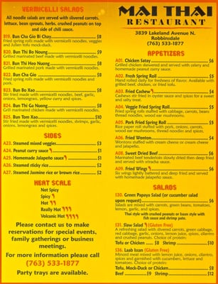 Menu photo 2 Mai Thai Restaurant Minneapolis, MN Menu photo 2 Mai Thai Restaurant Minneapolis, MN