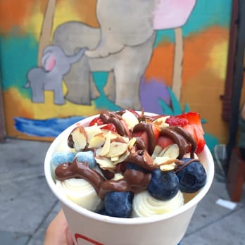 ICICLES - The bae-sic topped with strawberries, blueberries, mochi, almonds, and a Nutella drizzle - Ice Cream & Frozen Yogurt Near Me - San Jose, California ICICLES - The bae-sic topped with strawberries, blueberries, mochi, almonds, and a Nutella drizzle - Ice Cream & Frozen Yogurt Near Me - San Jose, California
