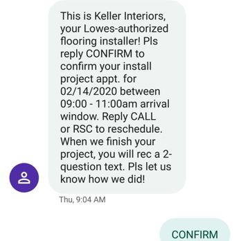 Lowe's Home Improvement - Keller reminder confirmation text 4 valentine's install. - Hardware Stores Near Me - Shreveport, Louisiana Lowe's Home Improvement - Keller reminder confirmation text 4 valentine's install. - Hardware Stores Near Me - Shreveport, Louisiana
