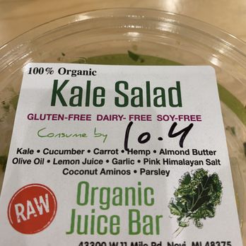 Raw Organic Juice Bar - Best kale salad I've had! - Juice Bars & Smoothies Near Me - Novi, Michigan