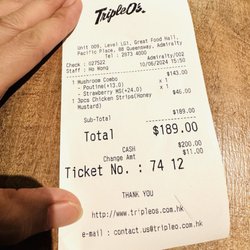 Triple O's - My total bill