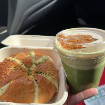 Bloom Bagels - Garlic Asiago Bloom and Pistachio Oat Matcha Latte - Bagels Near Me - Campbell, California Bloom Bagels - Garlic Asiago Bloom and Pistachio Oat Matcha Latte - Bagels Near Me - Campbell, California