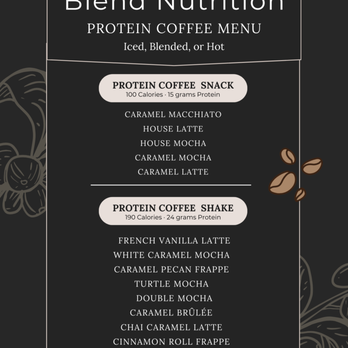Blend Nutrition - a menu for a blend of coffee - Coffee & Tea Near Me - Loveland, Colorado Blend Nutrition - a menu for a blend of coffee - Coffee & Tea Near Me - Loveland, Colorado