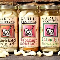 Garlic Festival Foods - Garlic Festival Foods California Pickled Garlic and Stuffed Olives.