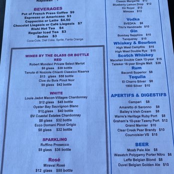 Vermillion 45 - Drink menu - French Near Me - Kanab, Utah