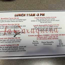 Lunch menu Lunch menu