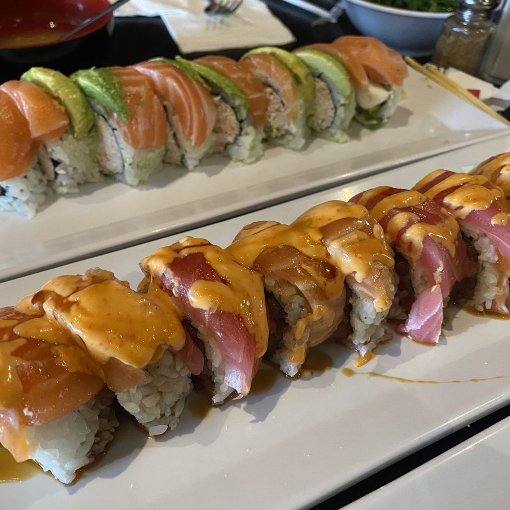 Arigato Sushi - Front to back--Red & Sweet Roll, Alaska Roll - Sushi Bars Near Me - Salinas, California Arigato Sushi - Front to back--Red & Sweet Roll, Alaska Roll - Sushi Bars Near Me - Salinas, California