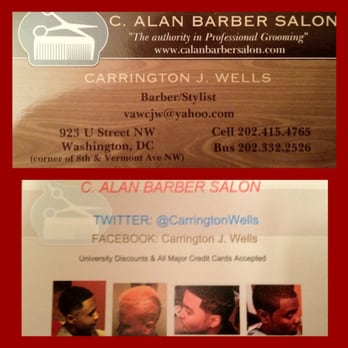 C Alan Barber Salon - (BARBER) Carrington j. Wells business card 202 415 4765 - Barbers Near Me - Washington, DC, District of Columbia C Alan Barber Salon - (BARBER) Carrington j. Wells business card 202 415 4765 - Barbers Near Me - Washington, DC, District of Columbia