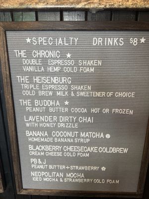 Menu photo 1 Chronic Coffee Indianapolis, IN