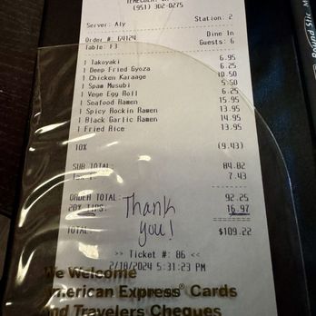 Rockin' Ramen - They made sure to underline the automatic 20% gratuity! - Ramen Near Me - Temecula, California