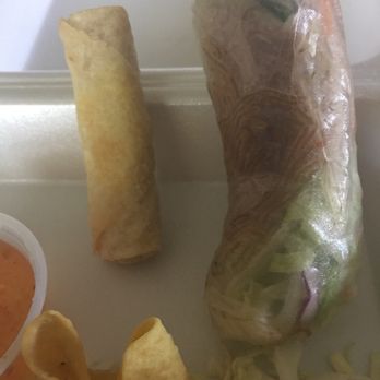 Thai Spice - Appetizer platter cold crab rangoon and odd shaped spring roll. - Thai Near Me - Kansas City, Missouri