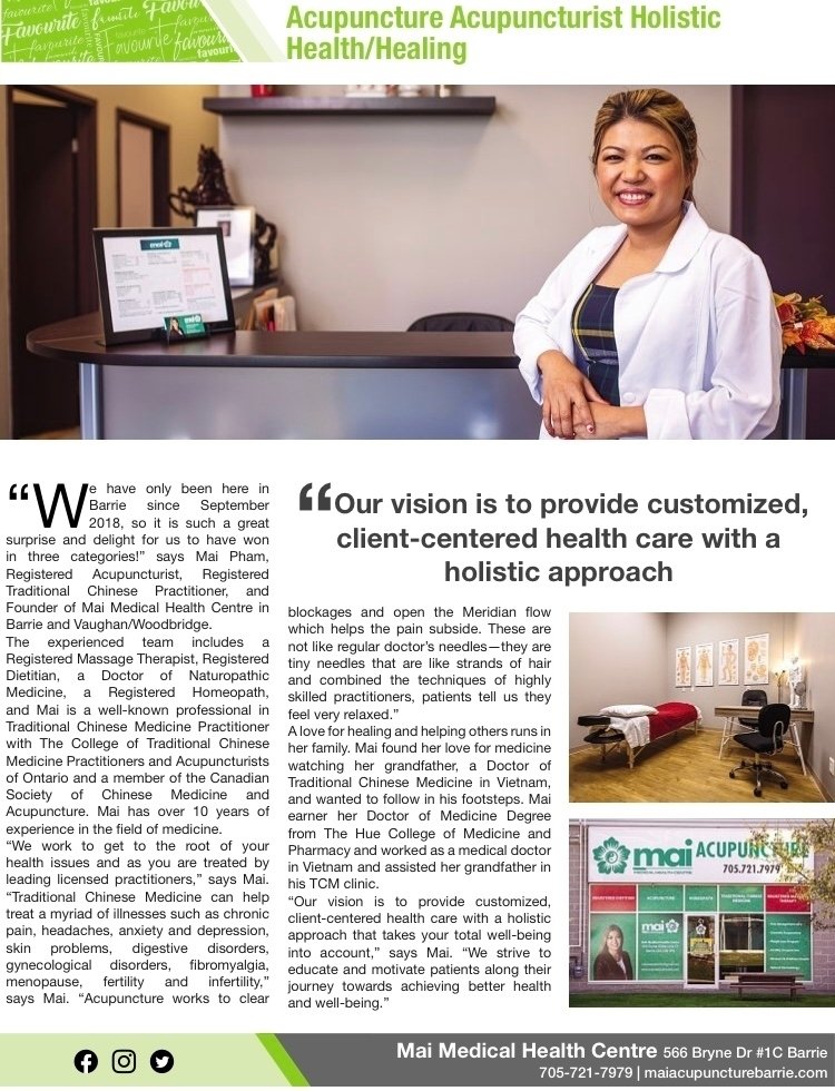 MAI ACUPUNCTURE 566 Bryne Drive, Barrie, Ontario Acupuncture