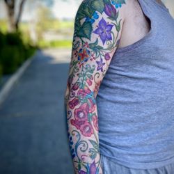 Ink Medicine - Recently completed no black floral sleeve