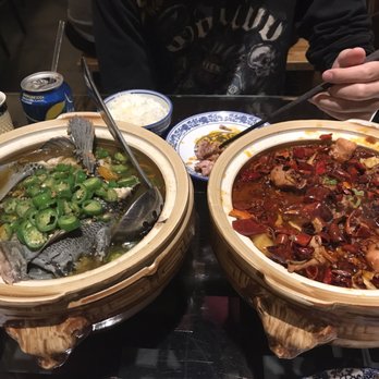 Mountain House - 青椒石锅鱼煲 (超好吃must have） + 烧鸡公（一般） - Szechuan Near Me - Queens, New York