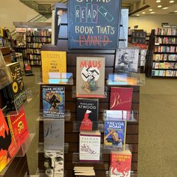 Barnes & Noble Booksellers - Banned books display.