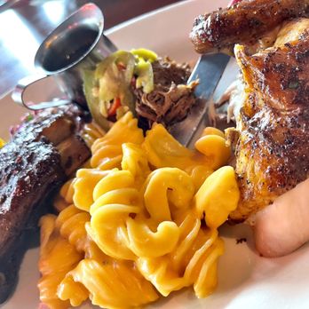Sharps Roasthouse - So you get Ribs,Pork,Chicken,slaw,Mac and sauce. - American Near Me - SeaTac, Washington