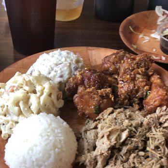 Hawaiian Style BBQ - Garlic chicken and kahlua pork w/rice, potato salad and macaroni salad - Hawaiian Near Me - Augusta, Georgia Hawaiian Style BBQ - Garlic chicken and kahlua pork w/rice, potato salad and macaroni salad - Hawaiian Near Me - Augusta, Georgia