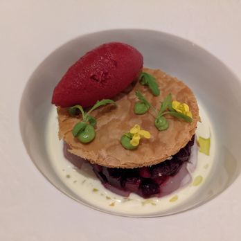 l’abeille - Scallop tartare with beets - French Near Me - New York, New York l’abeille - Scallop tartare with beets - French Near Me - New York, New York