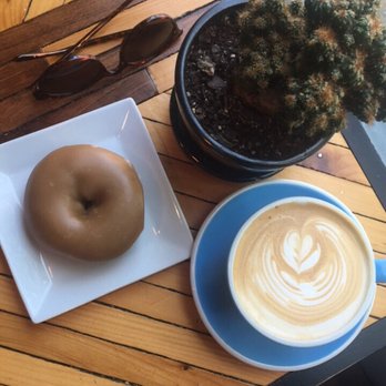 Breakaway Cafe - A Stonehouse doughnut & vanilla latte. - Cafes Near Me - Dover, New Hampshire