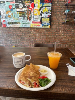 Black Milk Coffee and Crepe by null